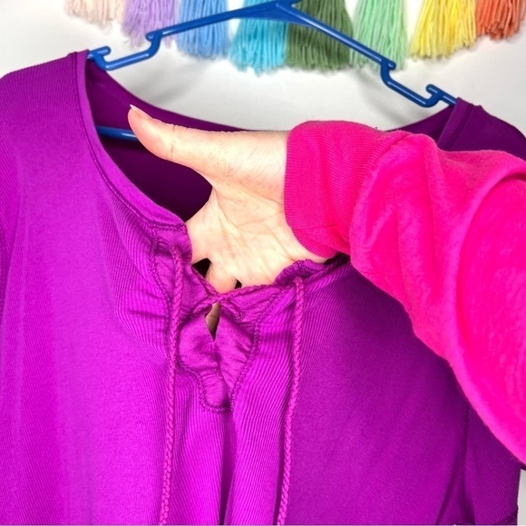 Lauren Ralph Lauren Purple Lace Up Ribbed T-Shirt Size 3X Plus Size - Picture 7 of 17